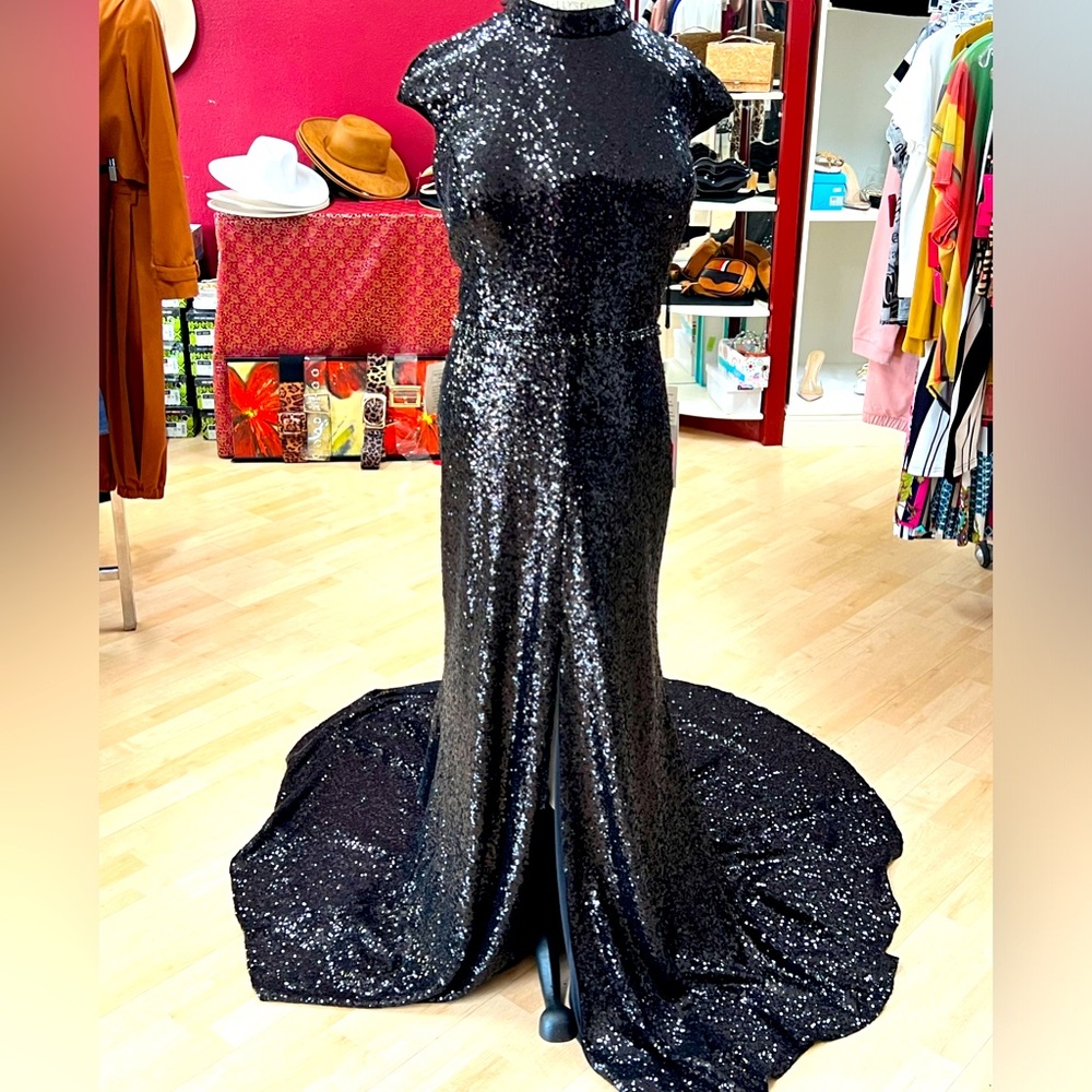 Black formal wear sequin dress